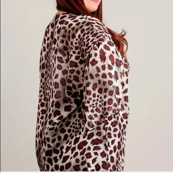 KIMONO NEW WOMENS PLUS LEOPARD TOP CARDIGAN SUMMER CASUAL SHIRT SZ 1 X 2X 3X - Picture 3 of 4